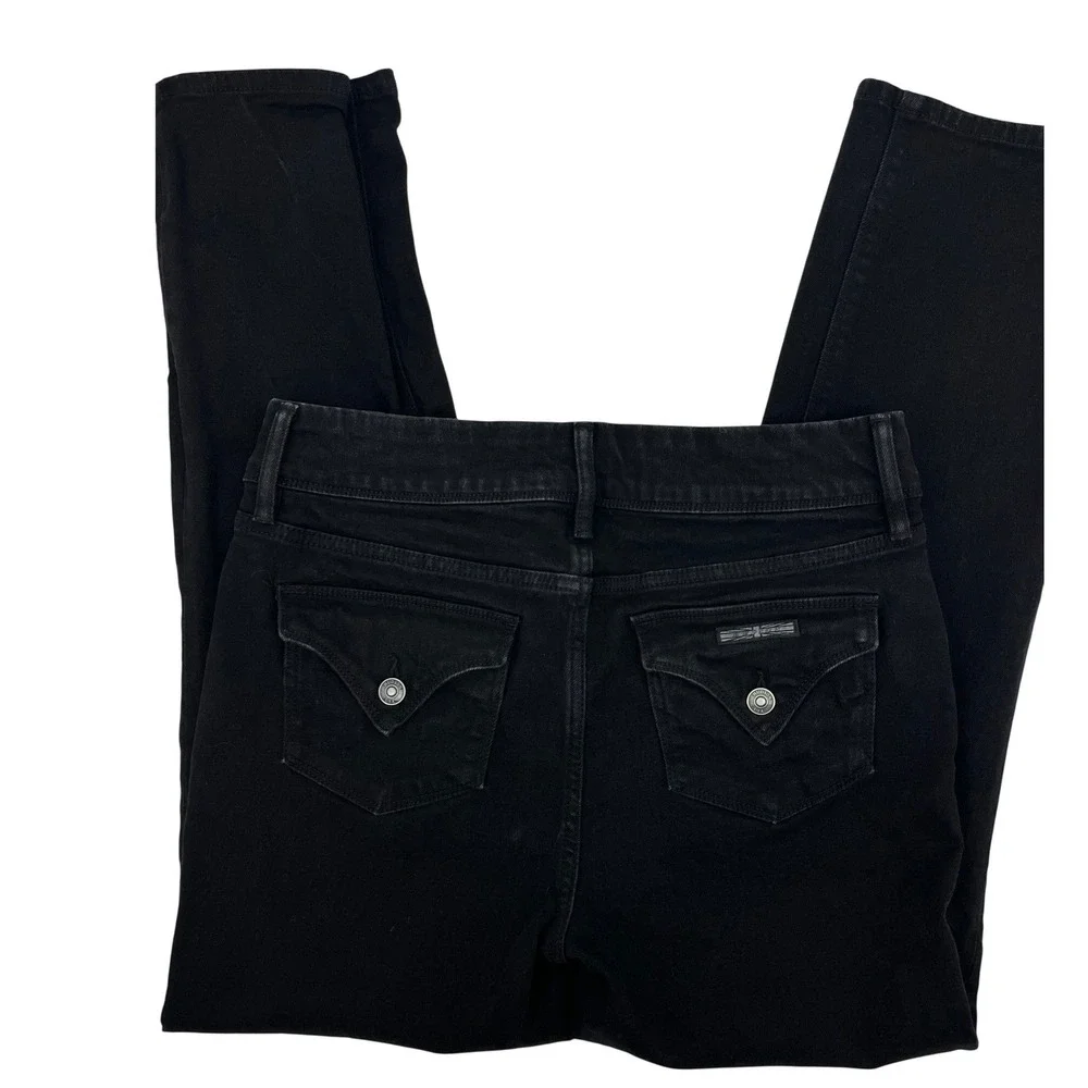 Hudson Los Angeles Womens Black Slim Straight Flap Pocket Jeans‎ Size 10 1811754